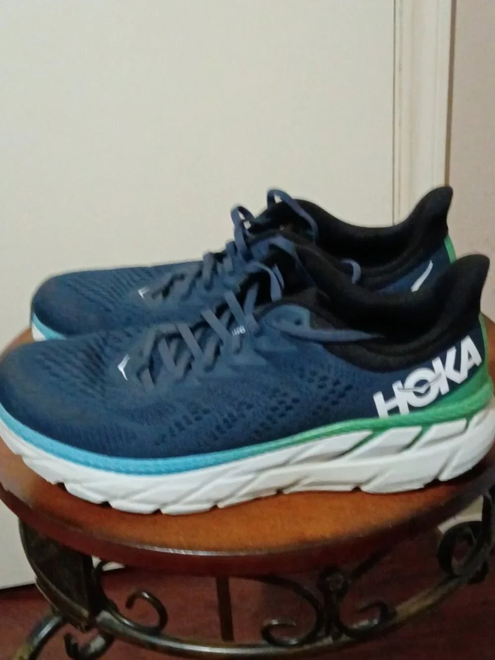 Hoka One One Clifton 7 Blue Running Shoes Mens Size 10 Wide 2E 1110534 MOAN